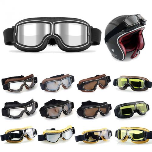 New motorcycle goggles pilot motorbike goggles leather retro jet helmet eyewear