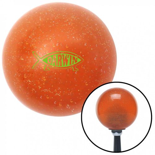 Green darwin orange metal flake shift knob with 16mm x 1.5 insert bbc imca