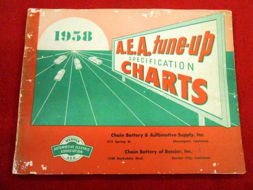 A.e.a. tune-up specification charts booklet 1958 cadillac lincoln packard t-bird