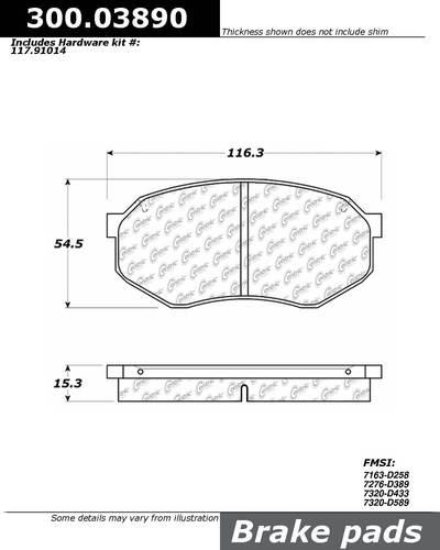 Centric 300.03890 brake pad or shoe, front-premium semi-met pads w/shims