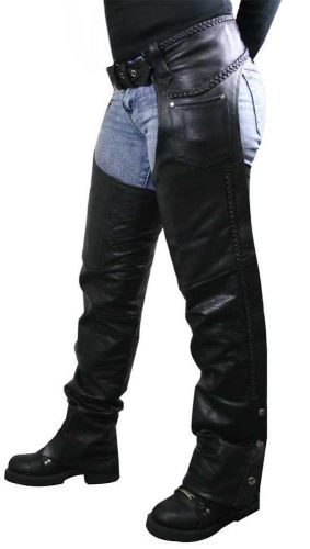 Women&#039;s braided black leather chaps size 4