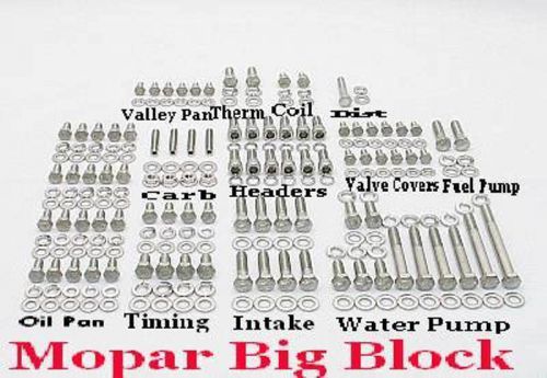 Mopar big block 383 400 413 426 wedge 440 stainless steel engine hex bolt kit