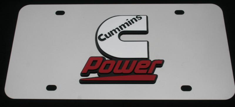 Dodge cummins power mirrored stainless license plate tag 3d emblem logo decal rt