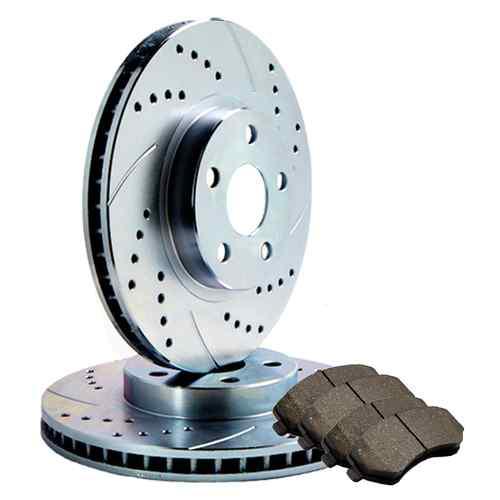 Fits grand cherokee rear double drilled slotted brake rotors metallic brake pads