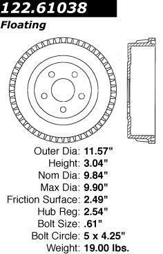 Centric 122.61038 rear brake drum-premium drum