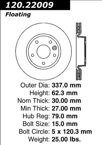 Centric 120.22009 front brake rotor/disc-premium brake rotor-preferred