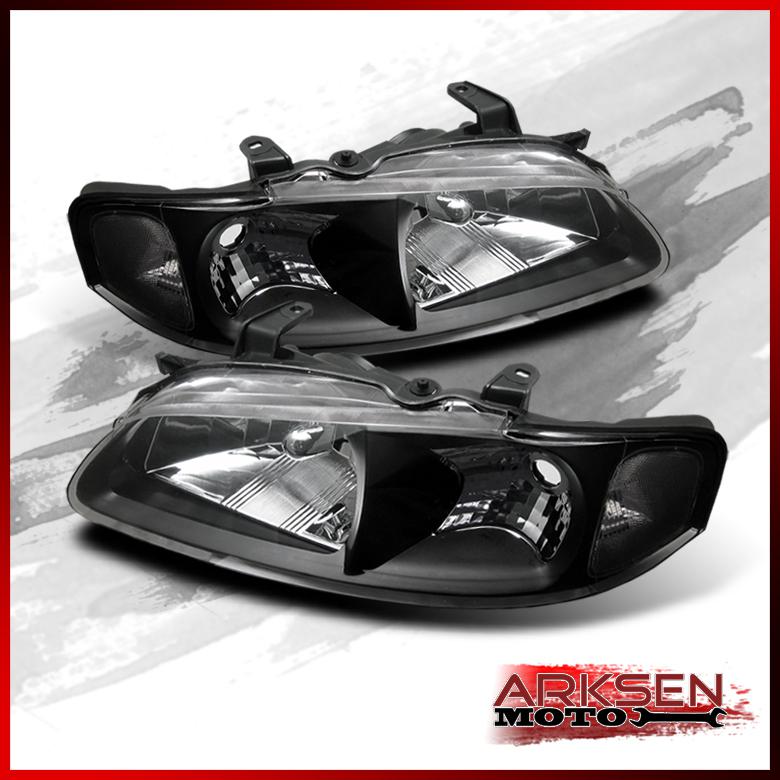 Jdm black 00-03 nissan sentra clear crystal headlights lamps left+right pair set