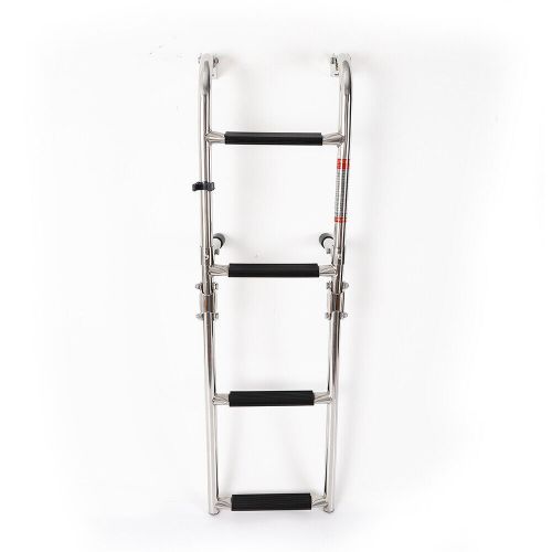 300 lbs telescoping 4-step fold down ladder inboard swim platform &amp; marine grade