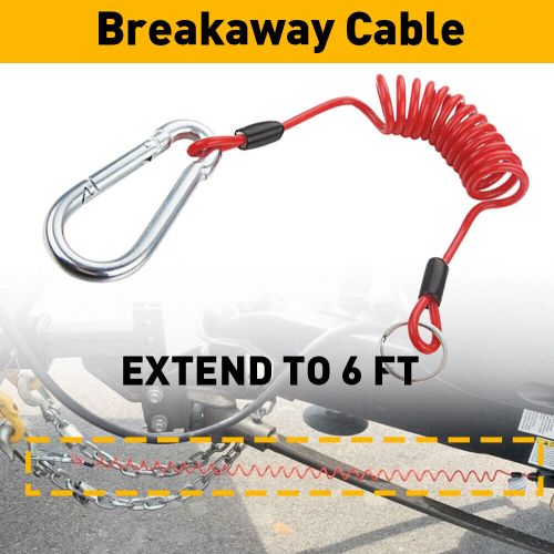 Trailer breakaway 6&#039; cable coiled cables safety for fits rv emergency brand new