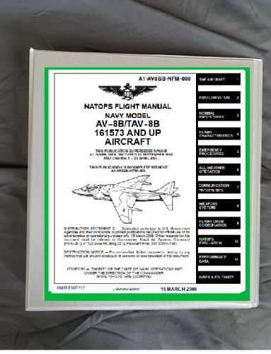 Av-8 harrier  plane operating flight manual manual printed &amp; binder