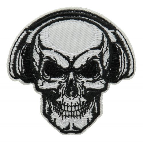 Patch patch skull with headphones ironing patch biker patch punk rocker patch-