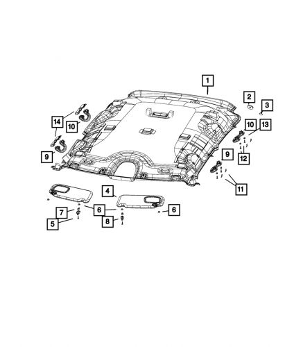 Genuine mopar visor right 7ej08ms7aa