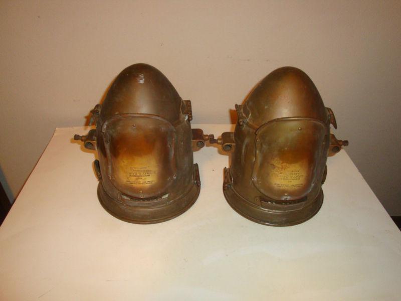 Vintage gray & davis #40 kerosene head lamp pair headlight brass era cadillac 