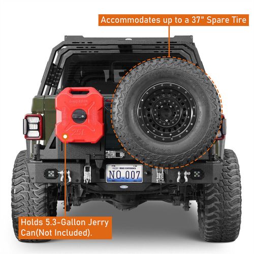 Mad max front + rear bumper w/ tire carrier &amp; light for 20-24 jeep gladiator jt