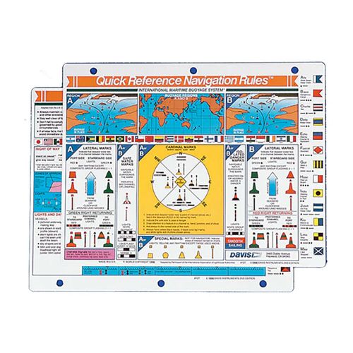 Davis 127 nav rules ref. card - international buoyage &amp; colregs