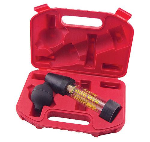 Engine block internal combustion leak detector tester