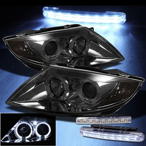 Led bumper fog+smoked 03-08 bmw z4 halo projector headlights smoke head lights