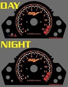 Suzuki sv650 sv 650 s 2003 2004 2005 orange face glow gauge mph kmh custom