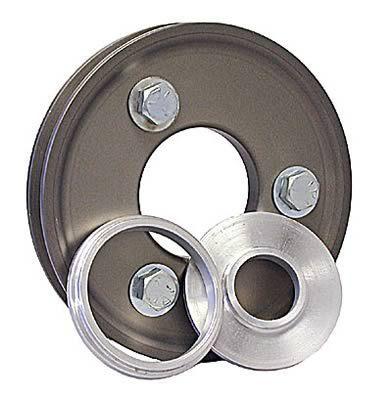 Powermaster crankshaft pulley v-belt 1-groove alum clear sbc short/long pump