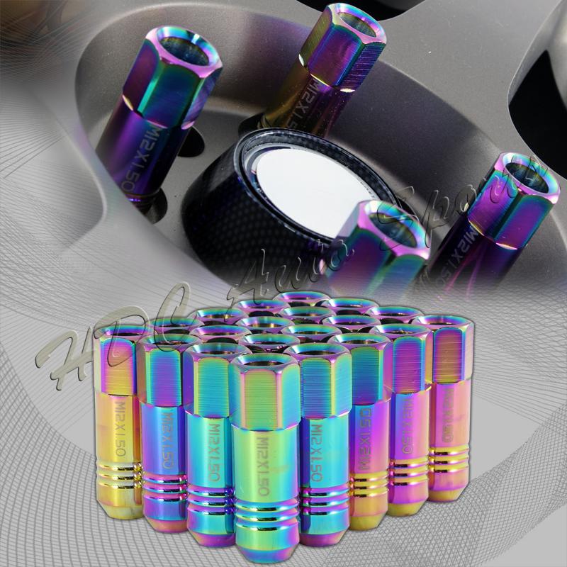 20 pcs m12 x 1.5mm thread pitch jdm wheel rims tuner lug nuts - neo chrome