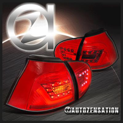 06-09 vw golf mk5 gti rabbit r32 red chrome led tail brake lights