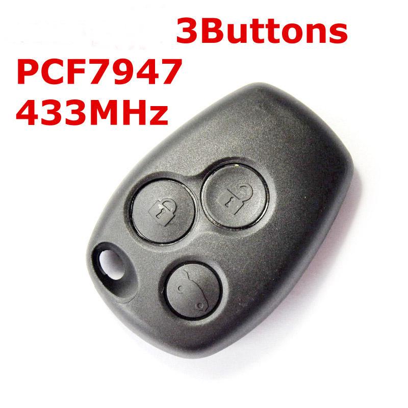 433mhz pcf7947 remote key fob for renault car keys fob 3 button 