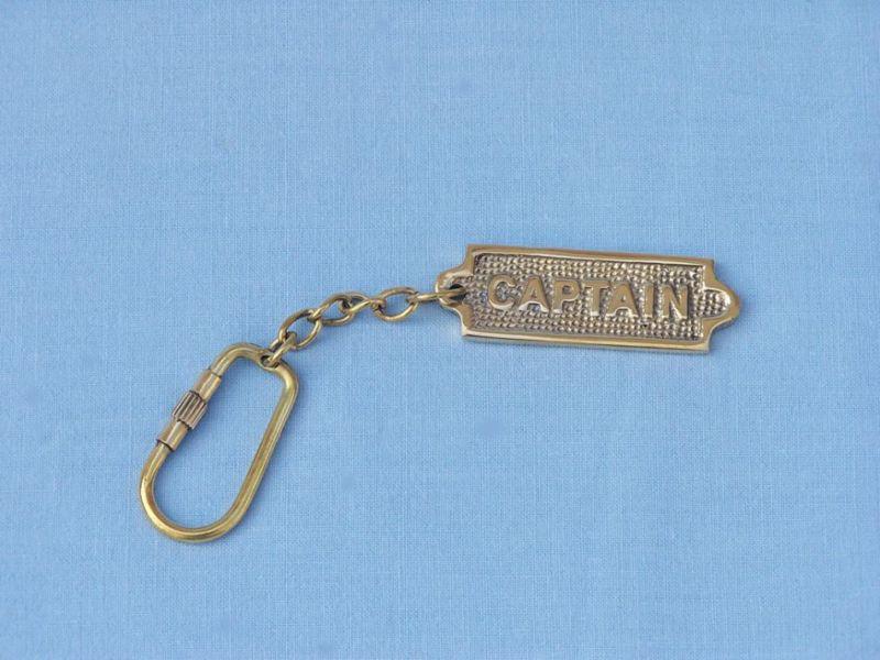 Brass keychain 5" captain's sign keyring decorative key ring chain rings chains