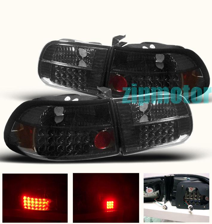 1992-1995 honda civic altezza led tail lights smoke 1993 1994 3-door 3dr vx cx