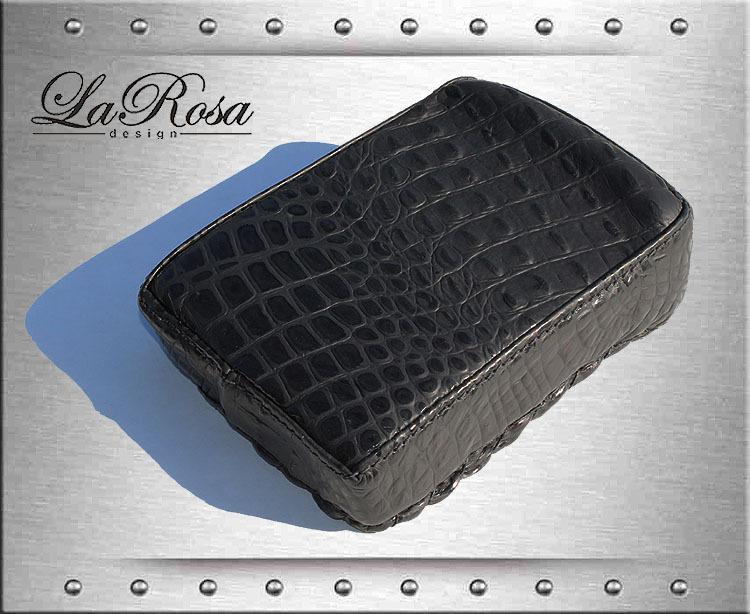 9" la rosa softail black alligator design leather pillion pad passenger seat