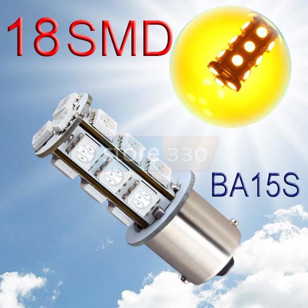 1156 ba15s 18 smd 5050 amber / yellow tail brake turn fog led car light bulb