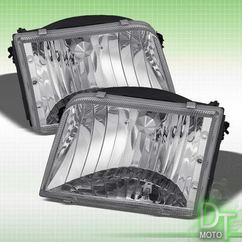 Chrome 93-97 ford ranger crystal euro headlights lights lamp left+right set pair