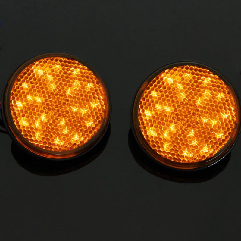 1 pair amber led reflectors round shape turn signal light motorcycle car auto