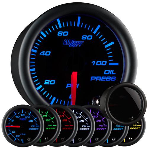 52mm tinted 7 oil pressure psi gauge w. 7 color illumination