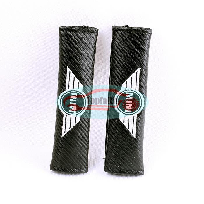 2x carbon fiber embroidery seat belt shoulder pad cushions for bmw mini cooper