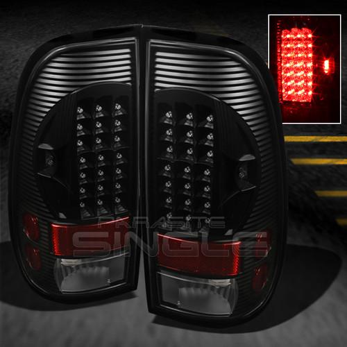 Black 97-03 ford f150 f250 pickup truck led tail lights lamps left+right