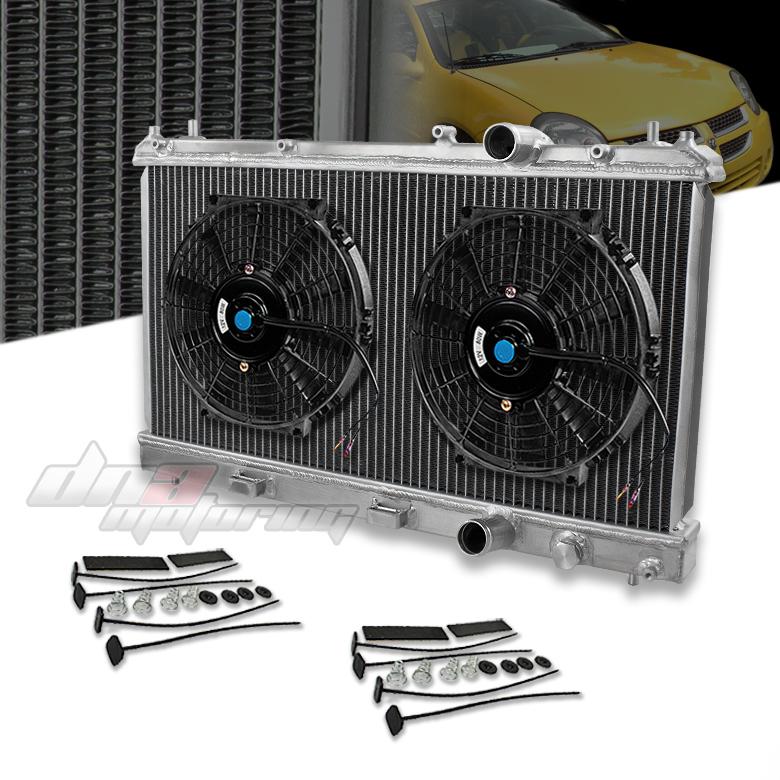 1995-1999 dodge neon r/t 2-row full aluminum racing performance radiator+x2 fan