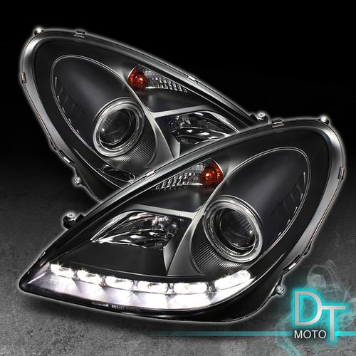 Black 05-11 mercedes r171 slk projector headlights w/daytime led running lights