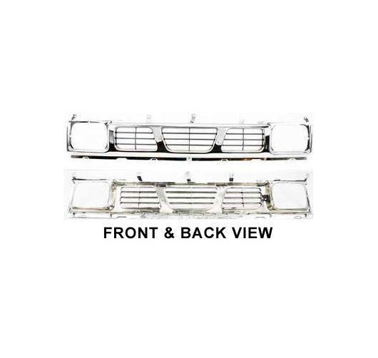 93-97 nissan d21 hardbody truck front grille chrome ni1200116 new ptd black grid