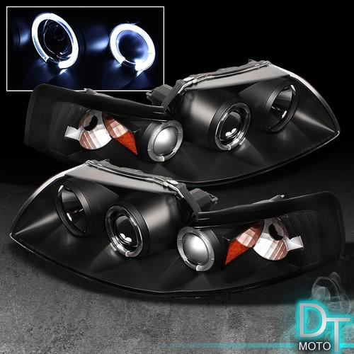 Black 99-04 ford mustang dual halo projector headlights lights lamps left+right