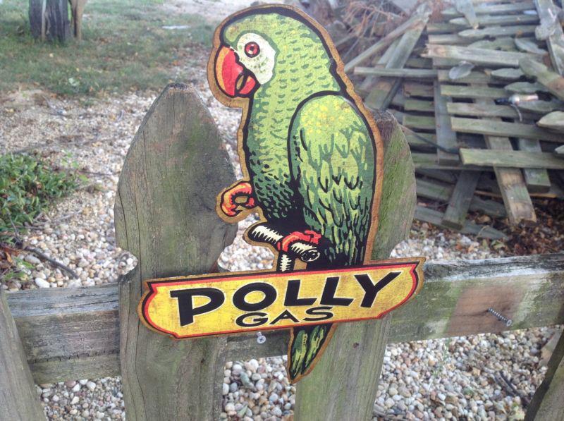 Huge embossed  16x10+" sign polly gas station pump oil vintage look metal sign