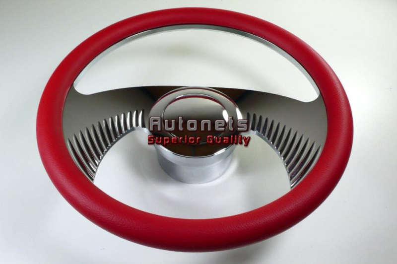 Red leather wings billet camaro hot rod steering wheel aluminum horn adapter