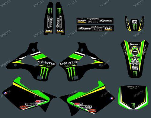 Team graphics & backgrounds decals for kawasaki kx125 kx250 kx 1994 95 96 97 98