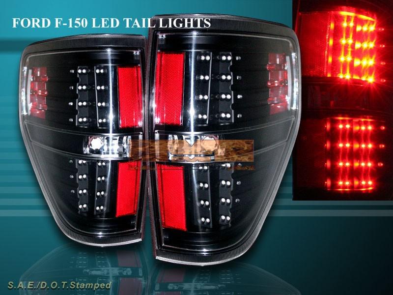 09 10 ford f150 f-150 fx2/fx4/stx/xlt/xl led tail lights l.e.d. black 09 10