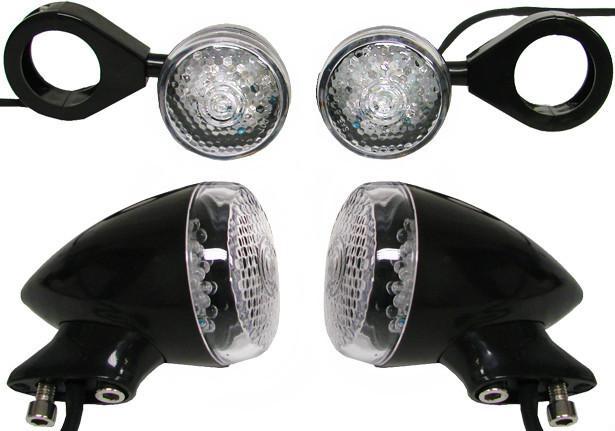 Black turn signal fog light for 39mm relocation fork clamp harley sportster dyna