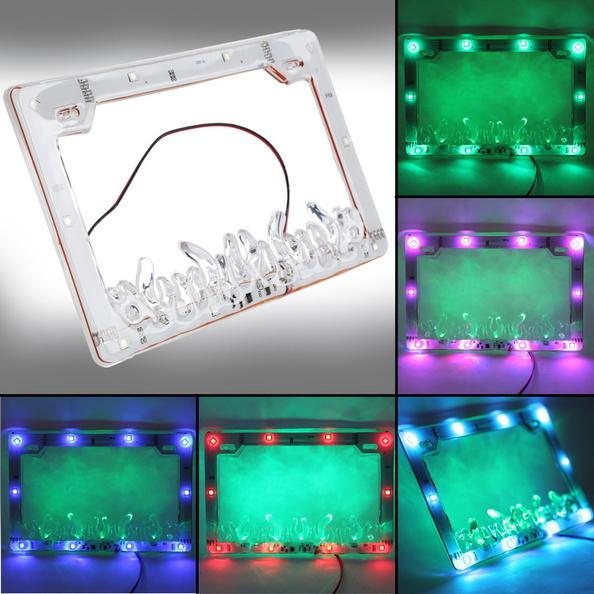 12v 3w waterproof colorful led license plate flash frames for motorcycle car new