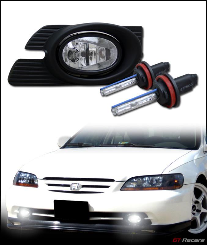 6k hid xenon w/ sport clear front bumper fog light+switch 01-02 accord 4dr/sedan