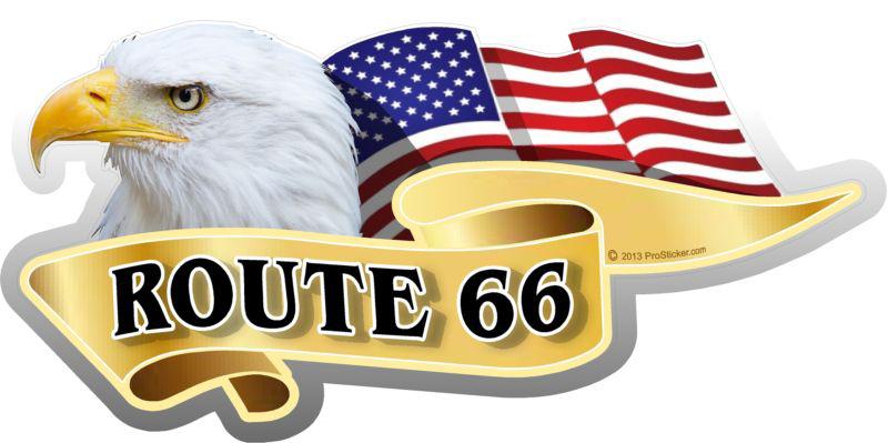 1 - 3" x 6" american flag eagle usa route 66 interstate highway decal sticker 