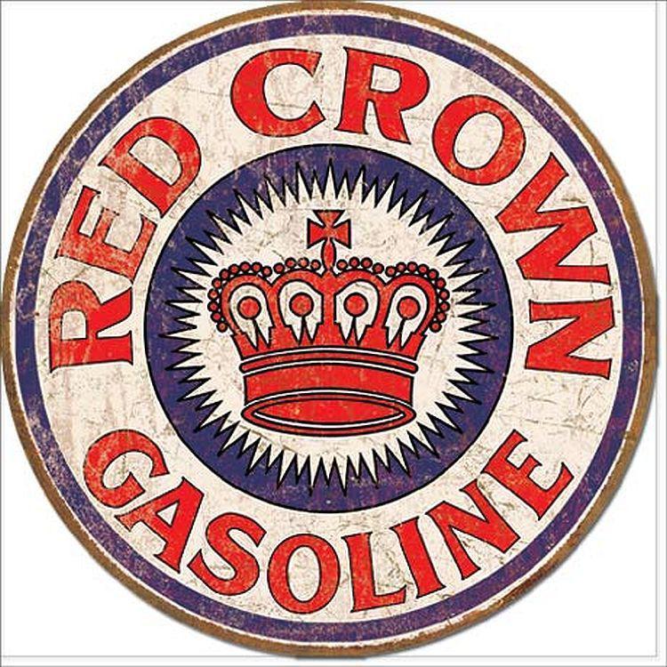 Red crown gasoline reproduction sign gas oil grease service station repair shop