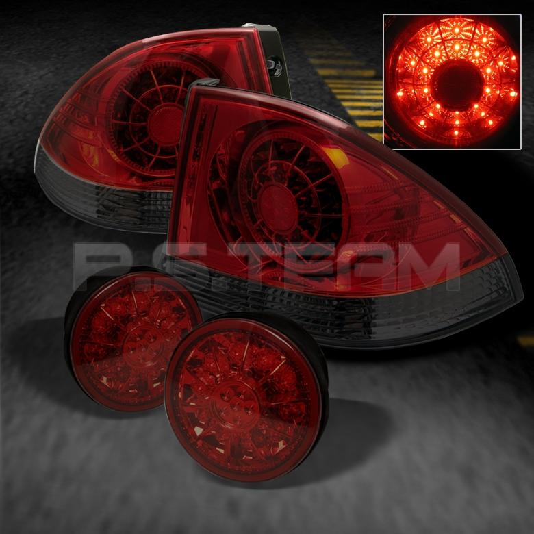 01-05 lexus is300 red smoked led tail lights w/led trunk pcs chrome clear 4pcs