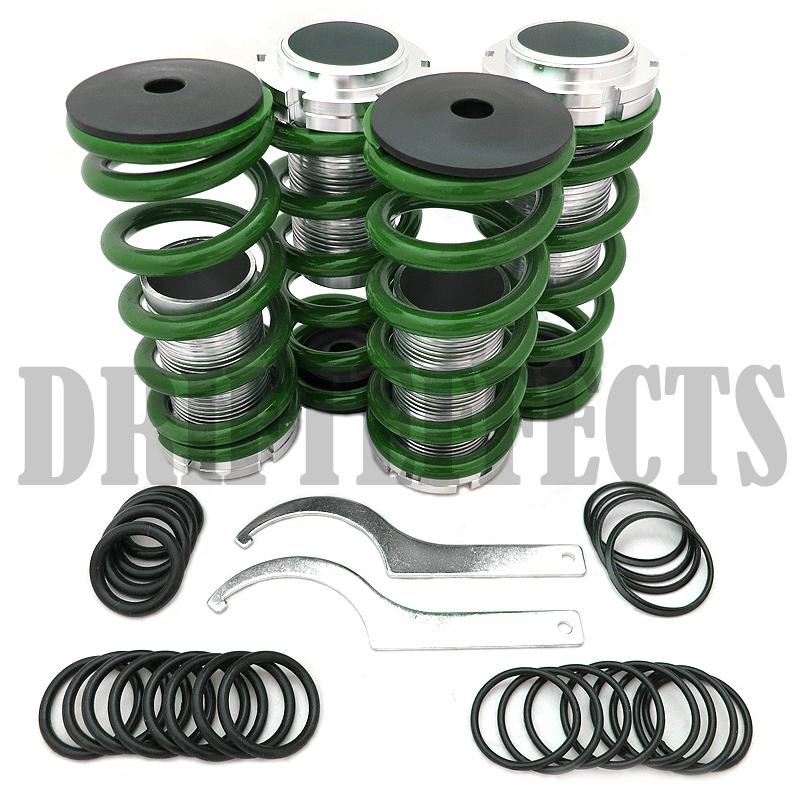 Green 0"-4" civic crx integra adjustable suspension lowering spring sleeve kit